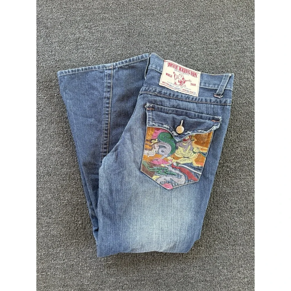 True Religion Billy Super T Jeans 40x33 Made in USA Dragon Embroidery Pocket